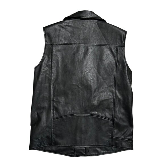 Zara Women's Oversized Size S Small Black Biker Motorcycle Vest Faux Leather SHO - Picture 2 of 5